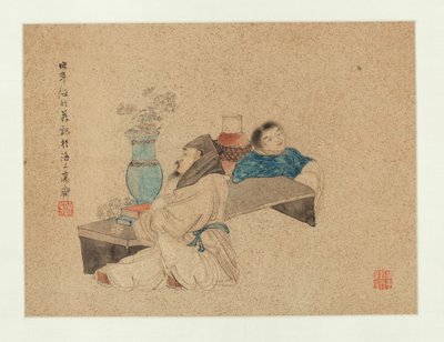 A Scholar and His Attendant by Ren Yi
