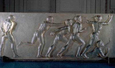 Athletes panel in glass by Rene Jules Lalique