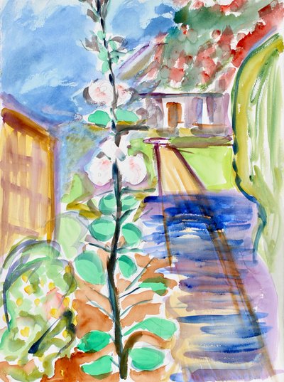 Hollyhocks, 2020 by Richard Fox