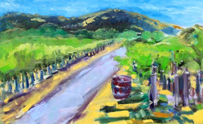 Vineyard with Barrel, Napa, 2019 by Richard Fox