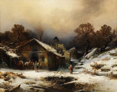 Snowy Landscape with Farmhouse by Richard Zimmermann