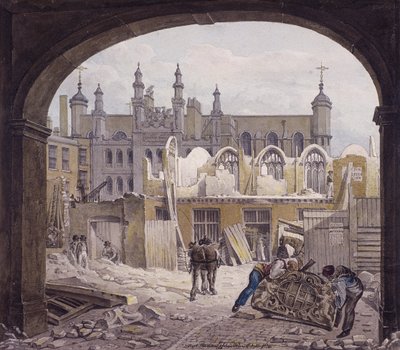Demolition of Guildhall Chapel, London by Robert Blemmell Schnebbelie