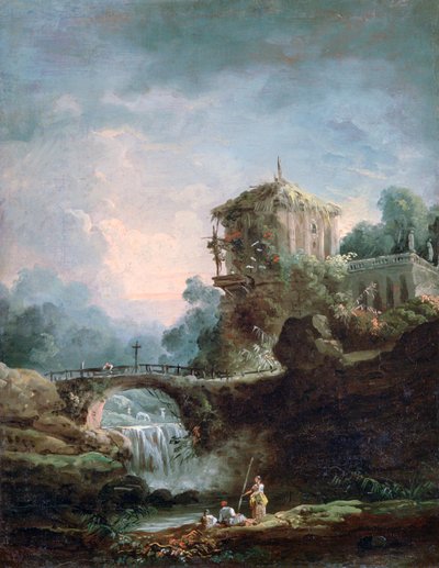 Landscape with Waterfall by Robert Hubert