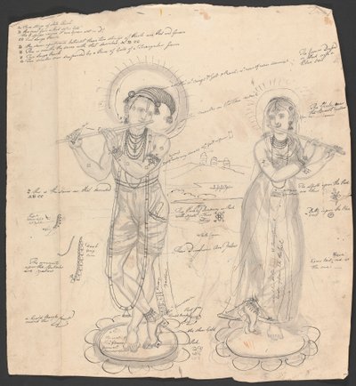 A Man and a Woman Playing Flutes by Robert Mabon