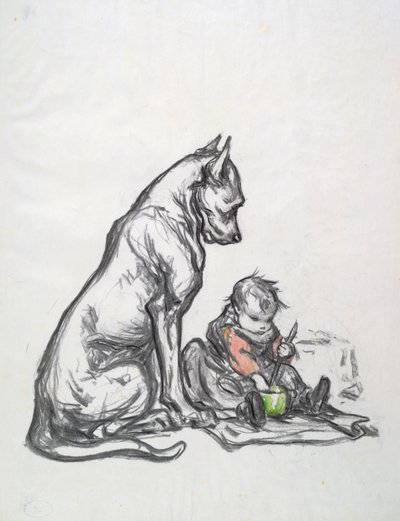 Dog and child by Robert Noir