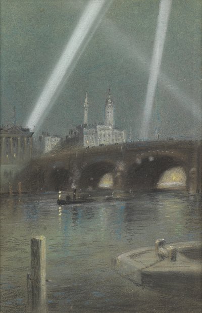 War Searchlights over London Bridge by Robert Randoll