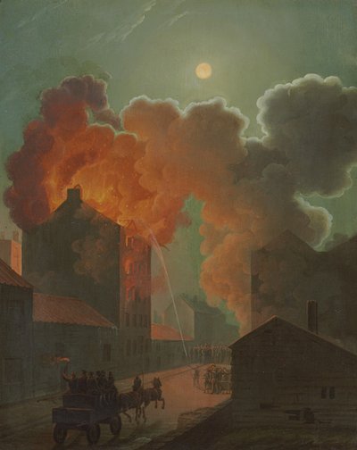A Fire in Boston by Moonlight by Robert Salmon
