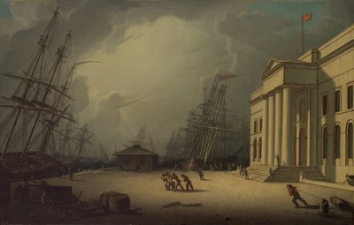 The Custom House at Greenock, Scotland by Robert Salmon