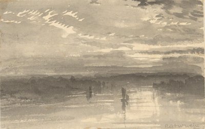 Landscape - Clouds, Water, Sailboat by Robert Walter Weir