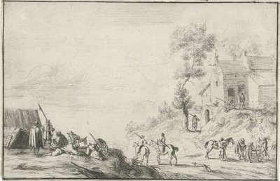 Soldiers by a Road by Robert van den Hoecke