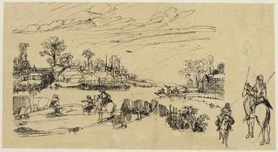Horsemen and Fishermen by Rodolphe Bresdin