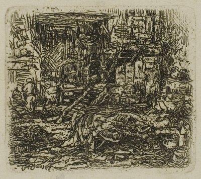 Interior of a Farmhouse by Rodolphe Bresdin