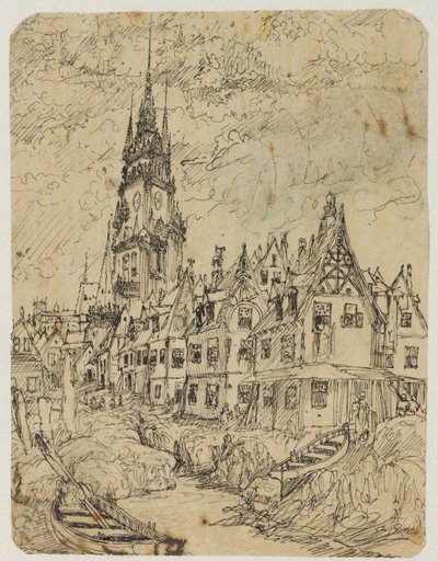 Maritime Village by Rodolphe Bresdin