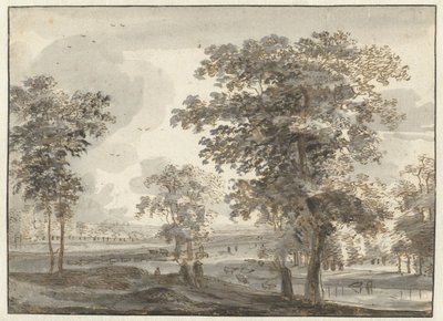 Wooded Landscape with Herdsmen Near a River by Roelant Roghman