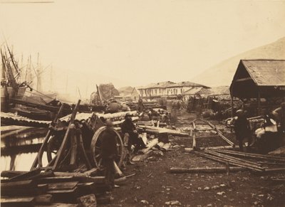 Landing Place Railway Stores, Balaklava by Roger Fenton