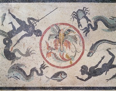 Fishermen and Sea Creatures, 1st Century AD by Roman