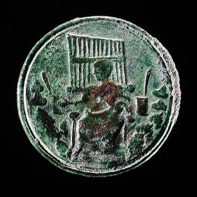Roman coin depicting an organ by Roman