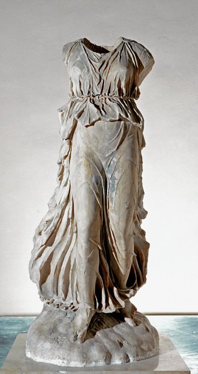 White marble statue of Nike by Roman