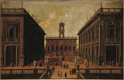 View of the Piazza del Campidoglio, Rome by Roman School