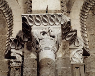 Birds Eating Fish and Worms (carved capital) by Romanesque