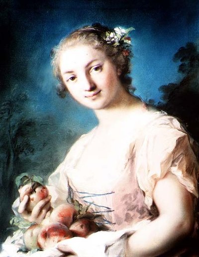 Summer: A Girl Holding Peaches by Rosalba Giovanna Carriera