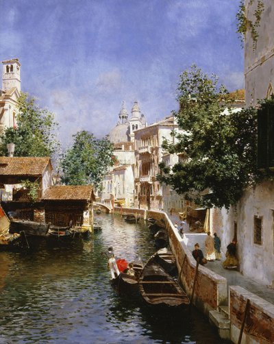 A Venetian Canal Scene by Rubens Santoro