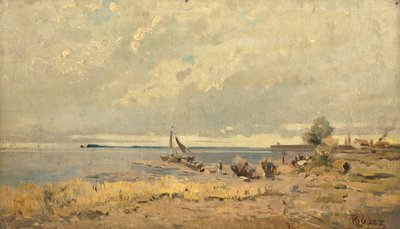 Beach Landscape with Boats by Rudolf Ribarz