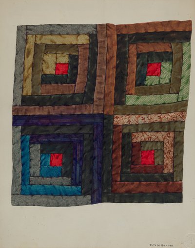 Log Cabin Quilt, c. 1937 by Ruth M Barnes