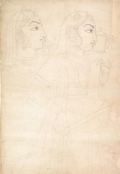 Singer and Sarinda Player, ca. 1800 by Sahib Ram