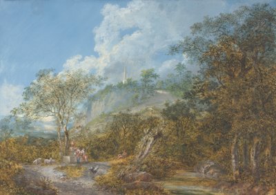 Arcadian Landscape with an Obelisk, 1785 by Salomon Gessner