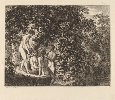 Girl Carrying a Basket of Fruit by Salomon Gessner