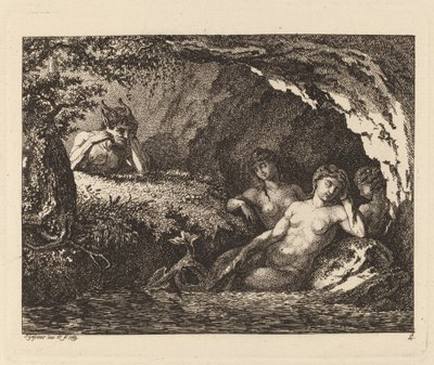 Three Sleeping Sprites with a Satyr by Salomon Gessner