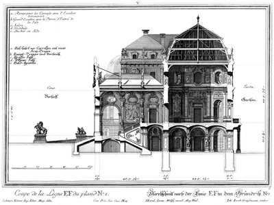 Cross Section Through the Castle Along the Central Axis by Salomon Kleiner