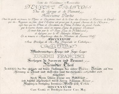 Title Page of the Ninth Part by Salomon Kleiner