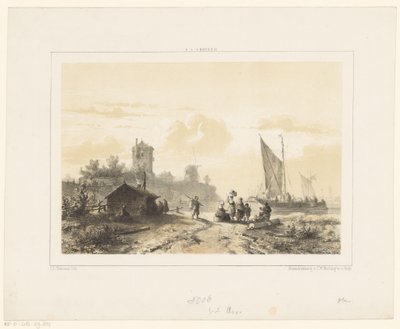 Activity Around the Harbor by Salomon Leonardus Verveer