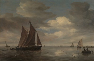 Fishing Boats on a River, early 1660s by Salomon Ruysdael