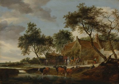 The Watering Place by Salomon van Ruysdael