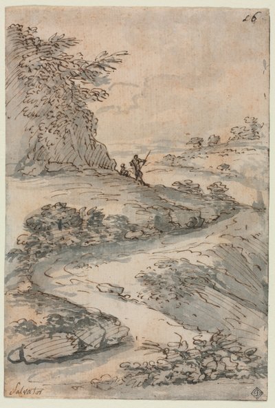 Figures on a Winding Road, Mid-1600s by Salvator Rosa
