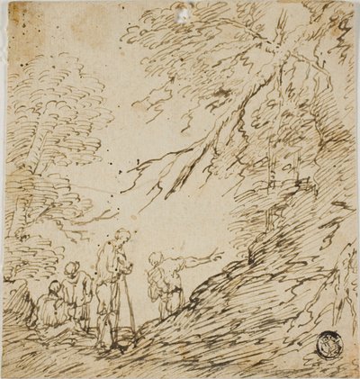 Four Men in Forest by Salvator Rosa