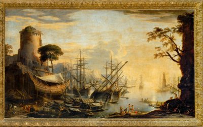 Seaport at Sunset by Salvator Rosa