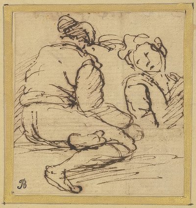Seated Man and Half Figure by Salvator Rosa
