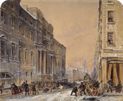 Snowballing Outside Edinburgh University by Samuel Bough
