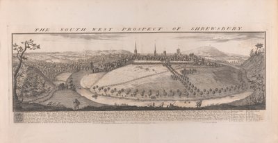 South West Prospect of Shrewsbury, Shropshire by Samuel Buck
