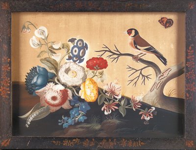 Goldfinch, with Orange Field Butterfly by Samuel Dixon