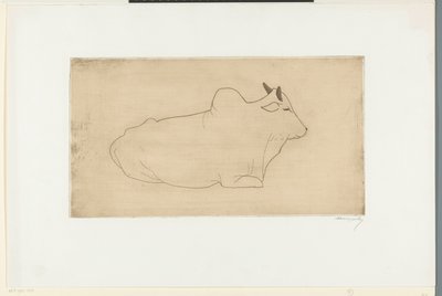 Lying Zebu by Samuel Jessurun de Mesquita (signed by artist)