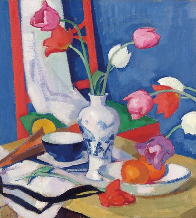 Red Chair and Tulips by Samuel John Peploe