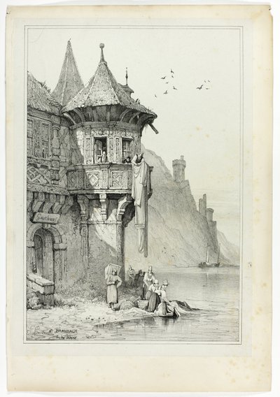 At Braubach on the Rhine by Samuel Prout