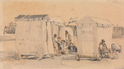 Bathing Tents on the Beach, Ostend by Samuel Prout