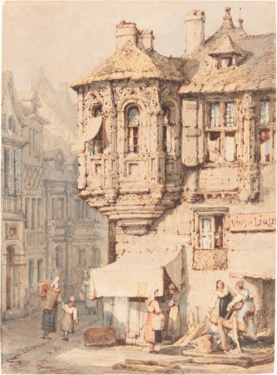 French Street Scene with a Medieval Turret by Samuel Prout