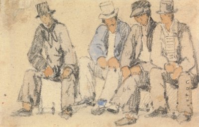 Group of Four Seated Men by Samuel Prout